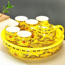 茶具套裝防燙雙層杯功夫茶具整套簡約青花瓷茶壺10人以上陶瓷帶30