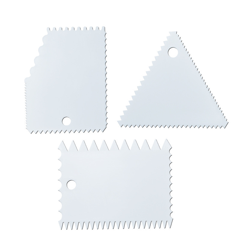 Nueva crema cortador de fideos raspador de plástico pastel herramientas de bricolaje utensilios para hornear raspador conjunto de tres piezas en stock suministro