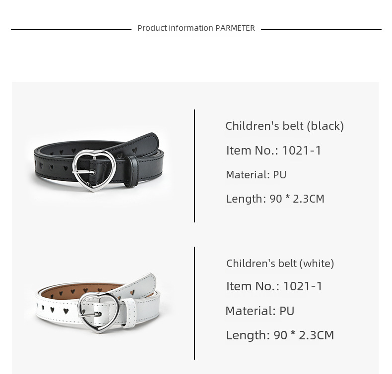 Children's peach buckle simple fashion women's belt love hole hollow decoration women's dress belt wholesale_voghion.com