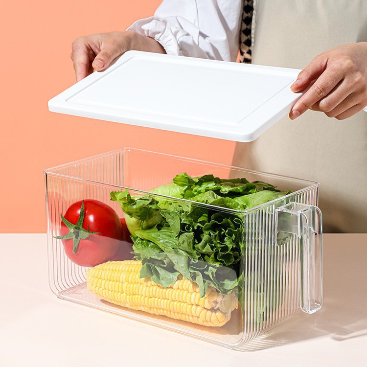 Caja de almacenamiento de refrigerador para alimentos de grado alimenticio, caja de preservación de verduras con mango para refrigeración especial, cocina congelada, acabado y sellado