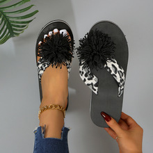 人字拖女坡跟厚底凉拖鞋夏季新款渡假沙滩鞋手工花朵凉拖鞋女