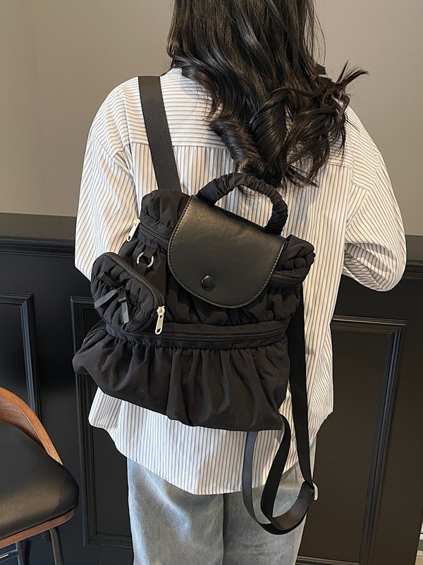 Mochila transfronteriza 2025, nueva moda coreana dulce bolso de mano plegable estilo campus bolso de escuela secundaria