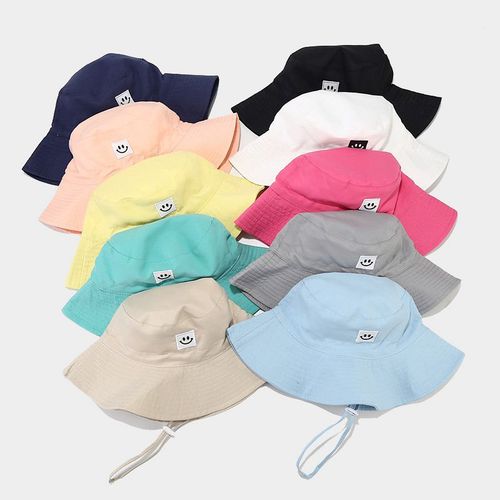 Children's cute smiling face fishing hat summer outdoor camping quick-drying breathable sun hat baby hat