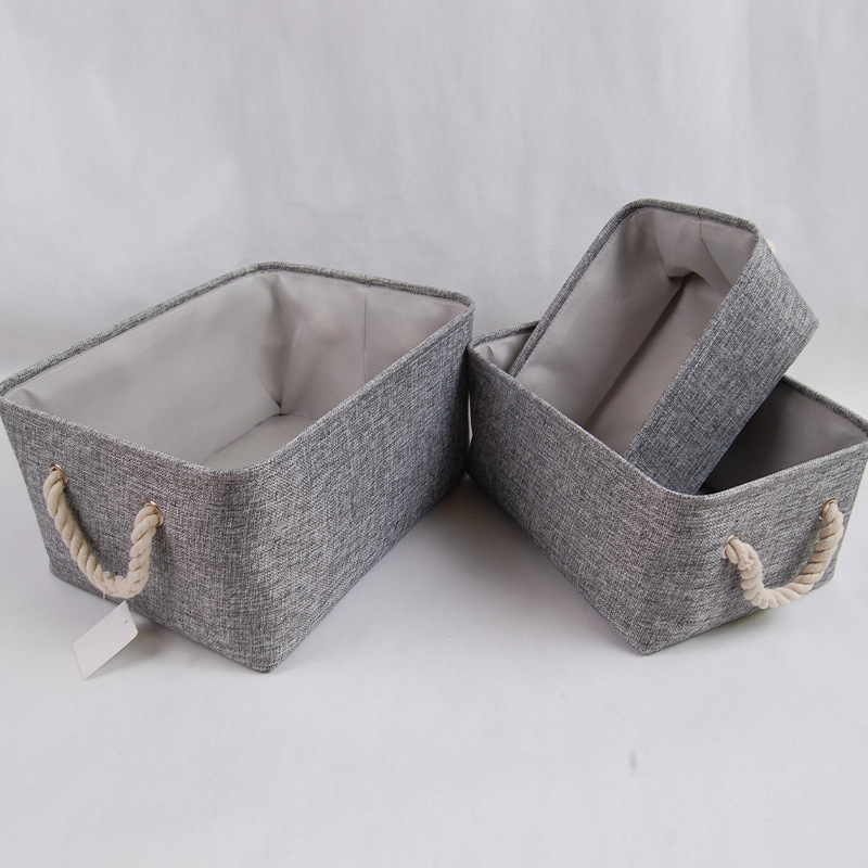 厂家供应布艺收纳筐家用杂物收纳筐套装玩具化妆品整理箱型号可选
