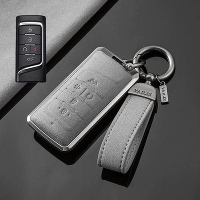 Trumpchi gs4plus Car Key Set – Car key bag - trumpchi-a-horn-tarnish-aluminum-alloy-light-gray-suede-hand-rope-buckle