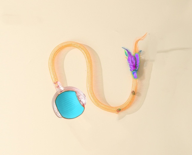 깃털 탄력 꼬리 고양이 놀리는 공-블루