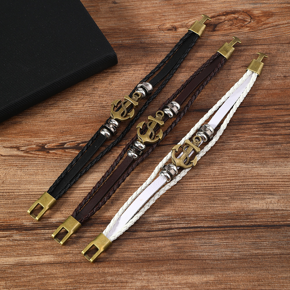 20g Weight Bracelets Classification Alloy Chain Material 1 Piece Quantity Street Occasion Alloy, Leather Material Geometric Pattern Men's Gender Retro Style Retro Geometric Alloy Leather Men's Bracelets Men Cord & Leather Bracelets 1