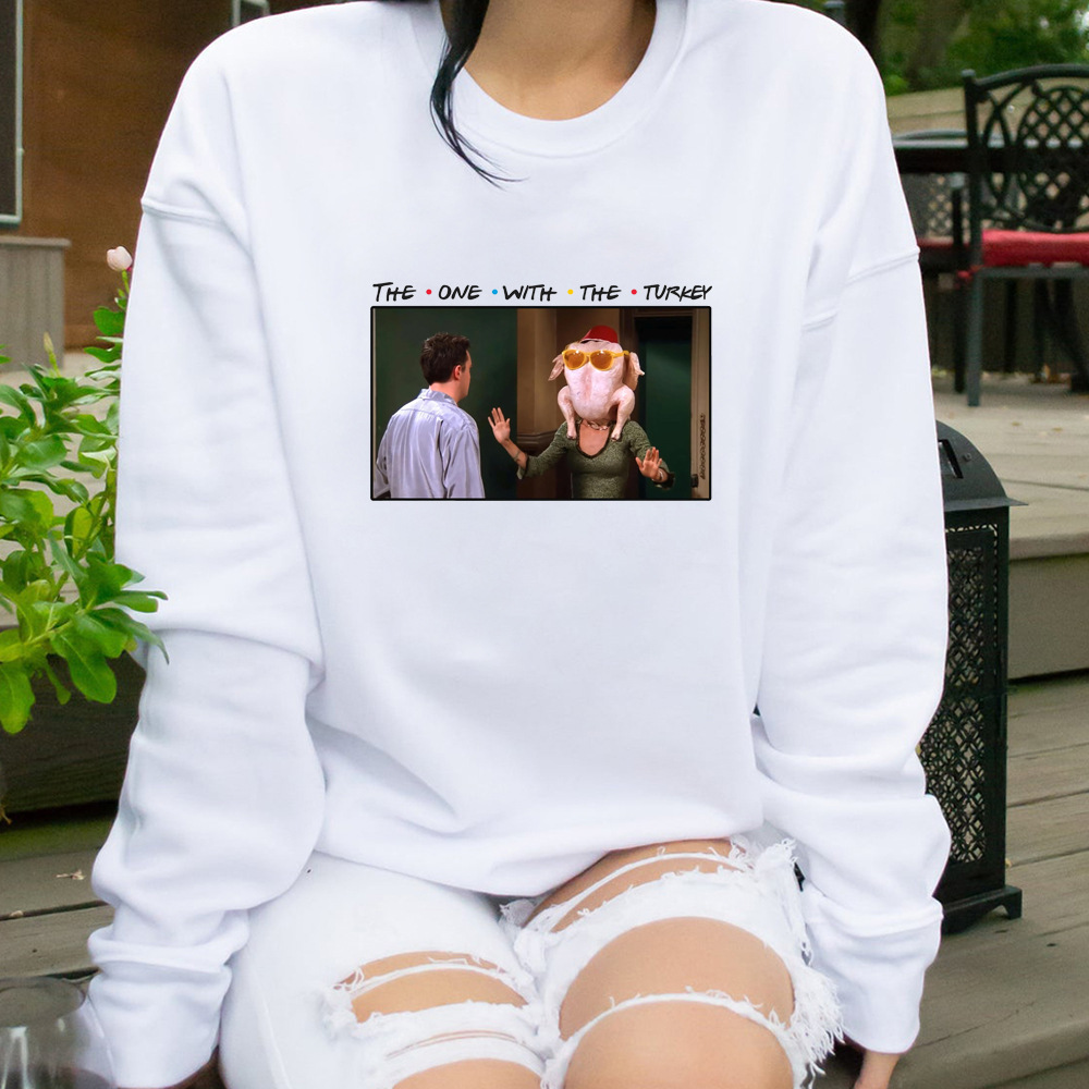 Friends Thanksgiving Sweatshirt Funny Turkey Graphic Hoodie