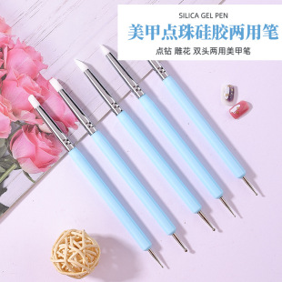 Cross-Border Double-headed nail art silicone pen point drill pen 5 clay tools embossing hollow Mark pen point flower needle wholesale