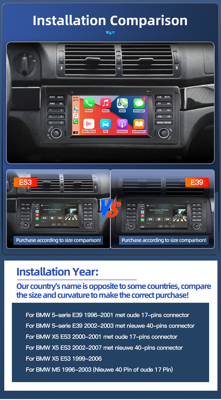 Car-Mounted Central Control Large-Screen Navigation System Suitable for Bmw X5 E53 M5 Wireless Carplay Radio Player