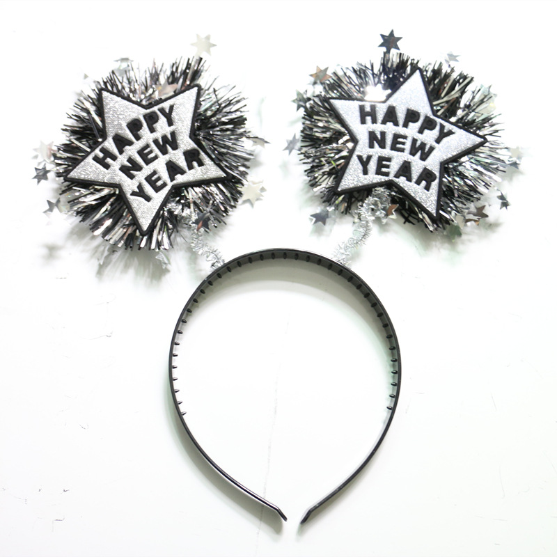 Feliz año nuevo bandas de cabello, pestañas de Año Nuevo, accesorios de cabello para niños, accesorios de vestido de Año Nuevo al por mayor