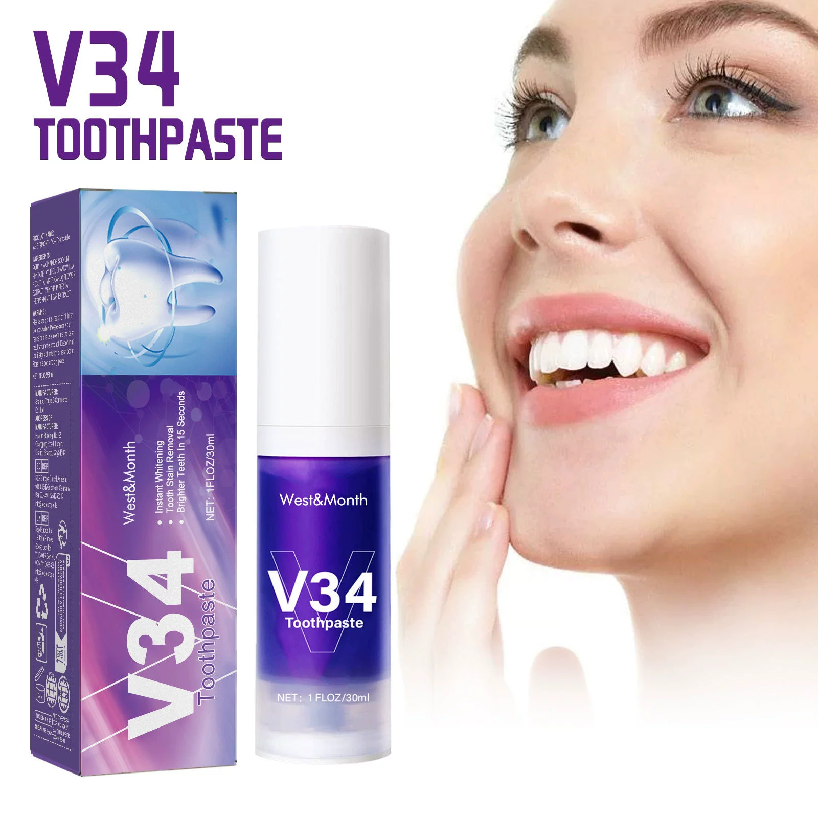 West&MonthV34 Мусс для чистки зубов Свежее дыхание Очищающий уход за зубами Пресс для десен Зубная паста