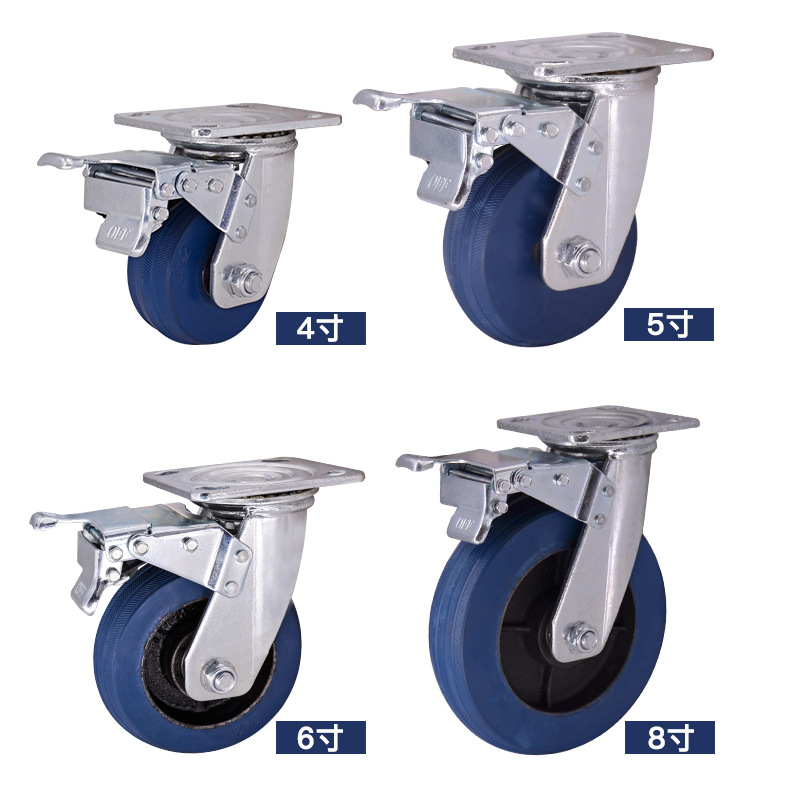 Mingwei【Factory Direct Sales】Heavy Duty Iron Core Elastic Vibration Double Axle Rubber Polyurethane Industrial Wear-Resistant Wheel