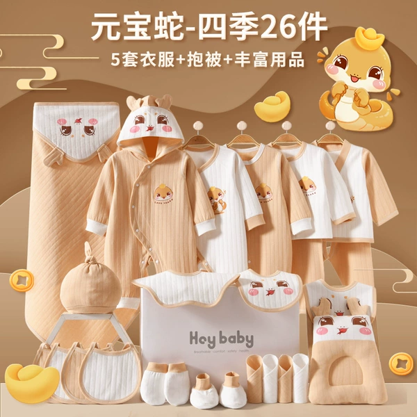 Yuanbao Snake 26-piece Four Seasons Brown Gift Box