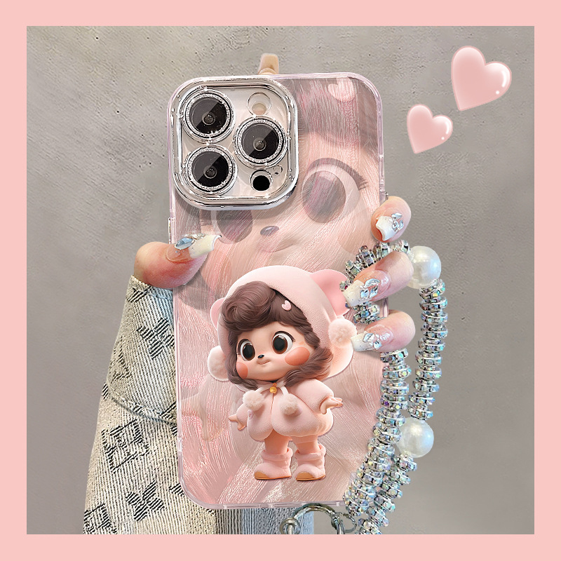 可爱小孩手链适用苹果17pro手机壳iphone16羽纱15全包镜头膜14/13|undefined