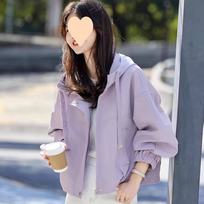 风衣新款冲锋衣宽松减龄小个子春秋连帽百搭夹克休闲工装上衣外套|undefined