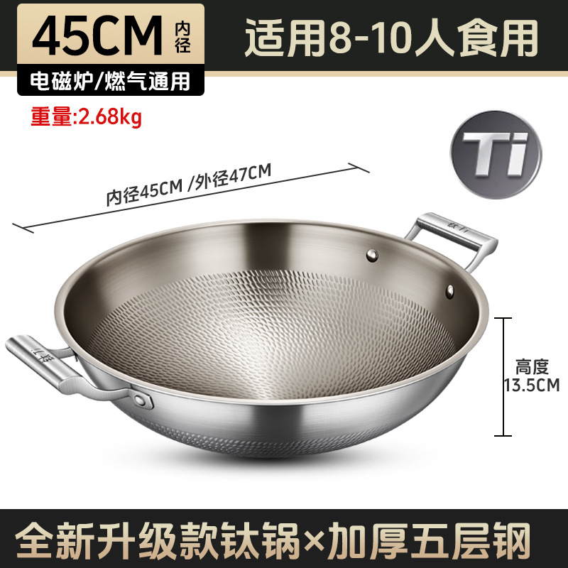 Pan antiadherente con horno electromagnético cóncavo de gas casero sin recubrimiento de dos orejas de gran tamaño