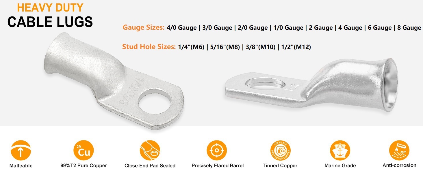 Tinned Copper Marine Grade lugs