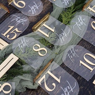Golden Three-Dimensional New Arch Digital Acrylic Table Number Wedding Table Number Plate Table Number Personalized Seat Number Plate