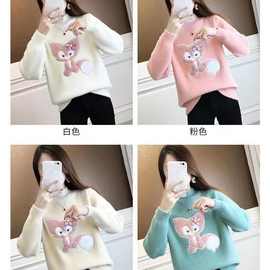 2025欧美跨境冬季新款黄金貂绒洋气针织衫半高领打底上衣毛衣女士