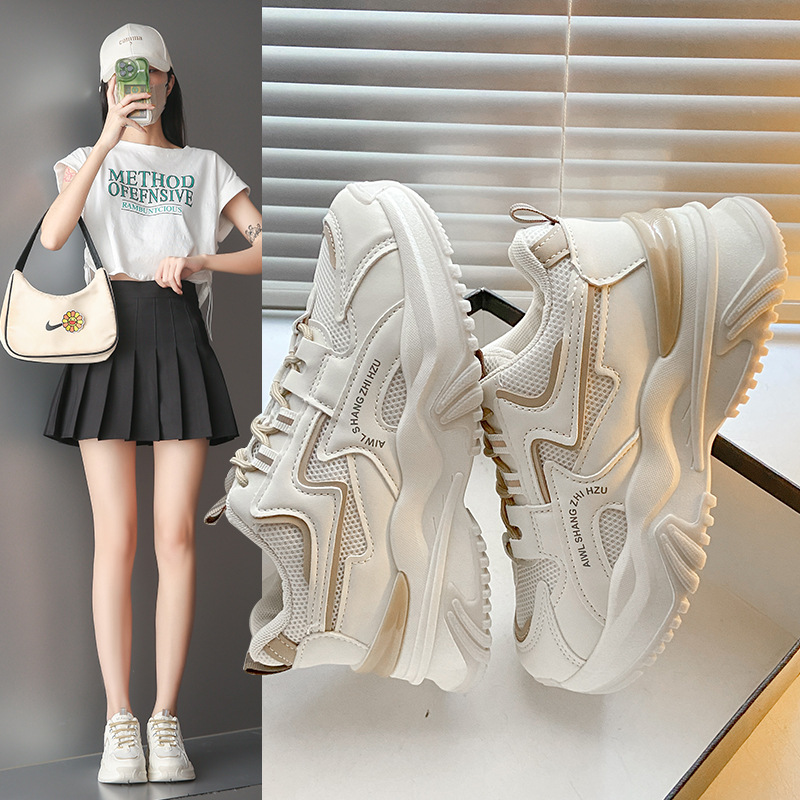 Modas zapatos de primavera y otoño 2025, nuevos zapatos deportivos casuales con suela gruesa, zapatos de mujer transpirables con suela suave