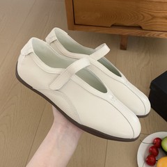 魔术贴芭蕾舞鞋2025新款百搭软底一字带休闲德迅浅口女鞋休闲时尚