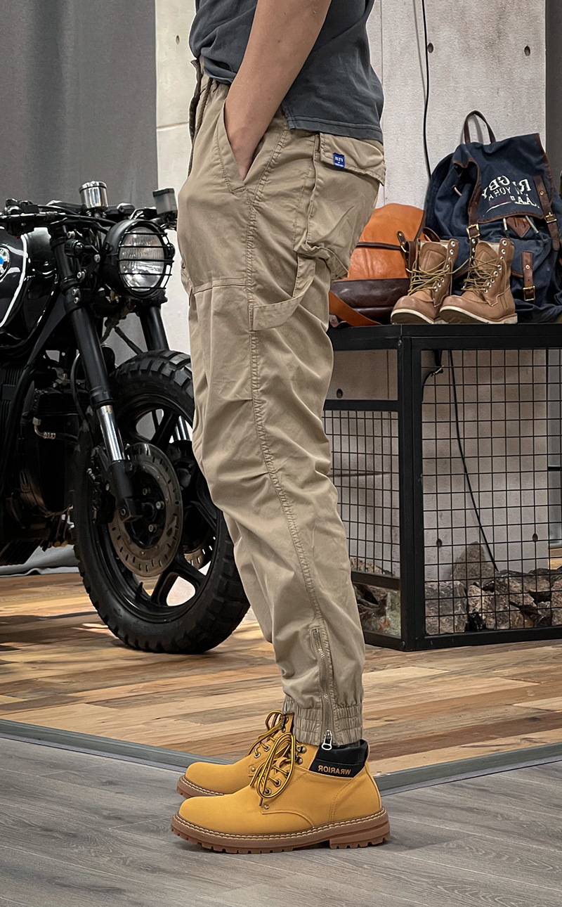 Pantalon cargo homme taille élastique style workwear rétro_voghion.com
