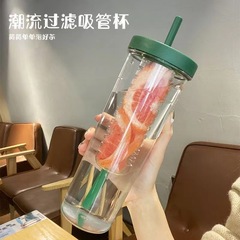 夏季女大容量塑料吸管杯飲料果汁花茶杯網紅水杯促銷禮品批發網紅