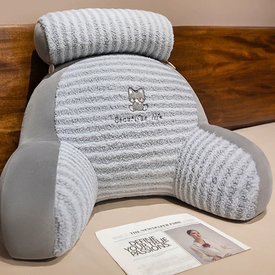 Multi-function pad — lumbar support - medium-size-6545cm-recommended-for-office-lumbar-support-moon-velvet-gray-blue-cat-design-with-removable-and-washable-inner-liner