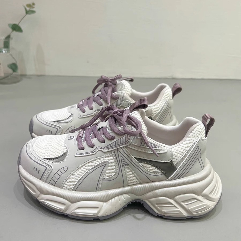 高级感增高网面透气老爹鞋女2025春秋季超火户外百搭休闲运动鞋潮