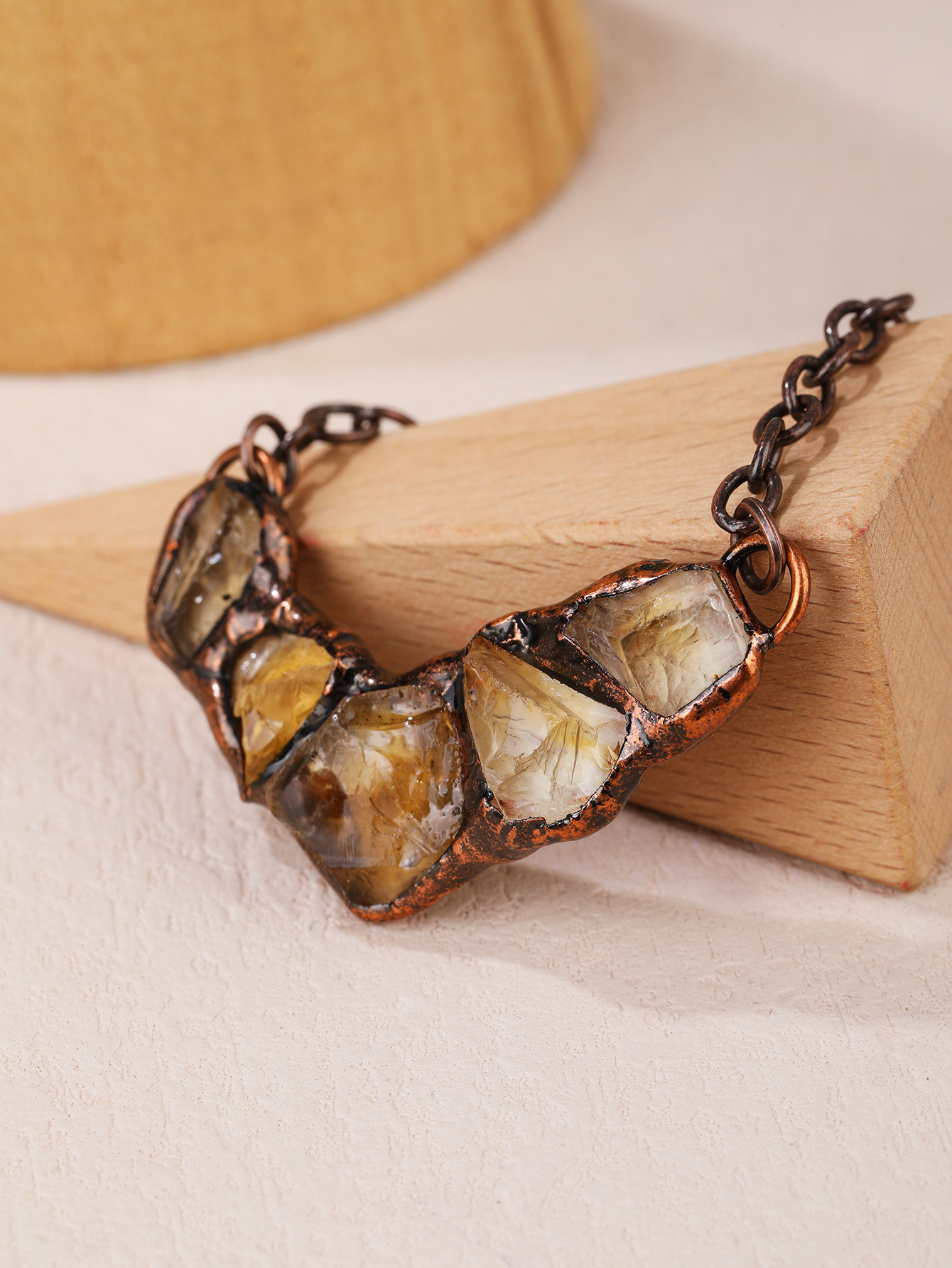 Geometric Pattern All Seasons Season Wholesale Jewelry Retro Ethnic Style Geometric Copper Crystal Handmade Inlay Necklace Cable Chain