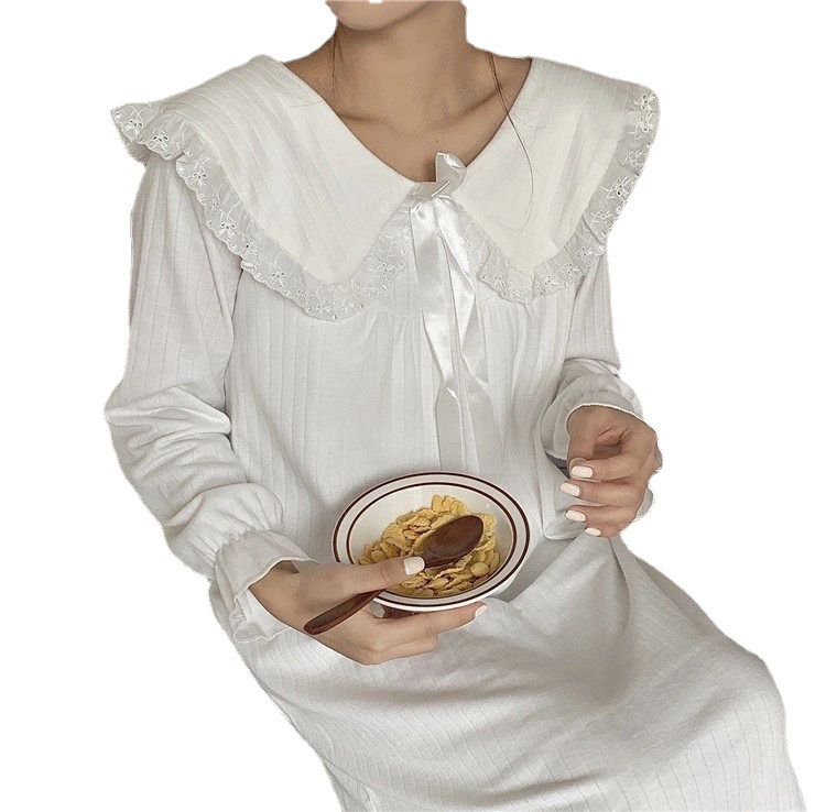 Camisón de manga larga ins estilo Pijamas Mujer primavera y otoño hadas pit corte muñeca collar princesa estilo desgaste del hogar
