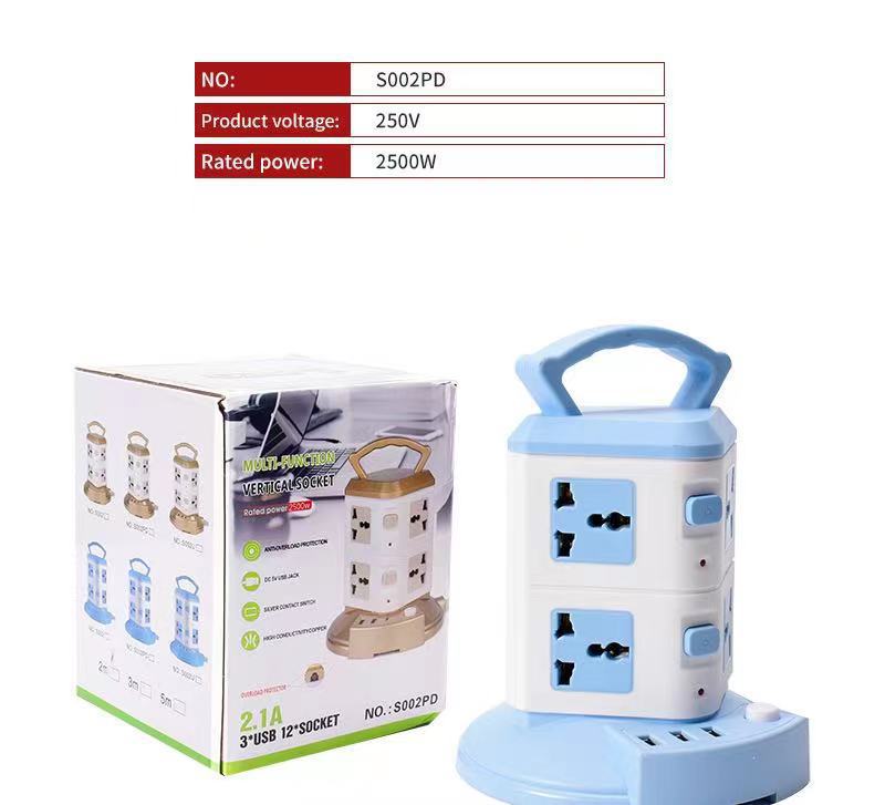 Toma porosa tipo torre vertical tipo C Conector de carga USB PD Conector de oficina multifuncional portátil tridimensional