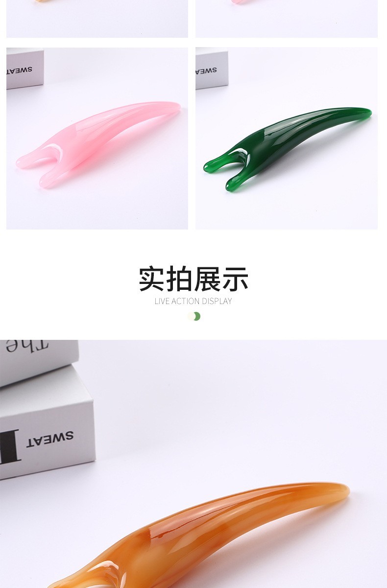 U-Shaped Resin Nose Massage Stick Portable Amber Guasha Tool for Nasal Bridge Acupressure 42g in use