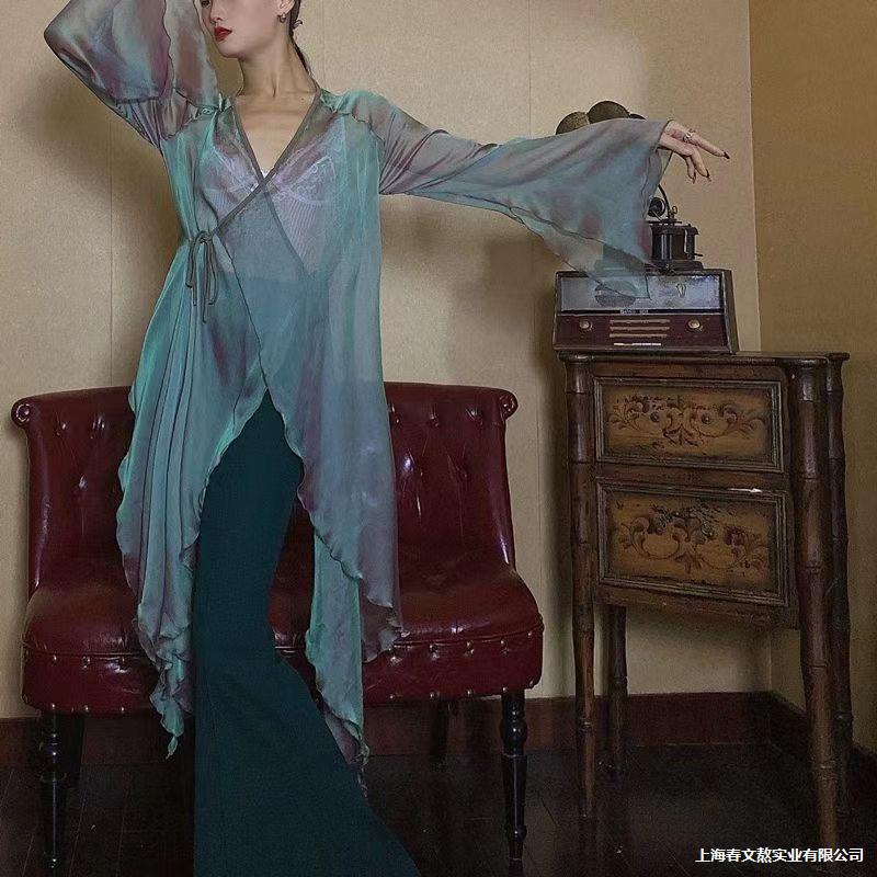 Wyz Cover Qingpingle Ancient Style Jazz Style Performance Clothing Green Snake Costume Ethnic Style Stage Elegant Gauze Clothing