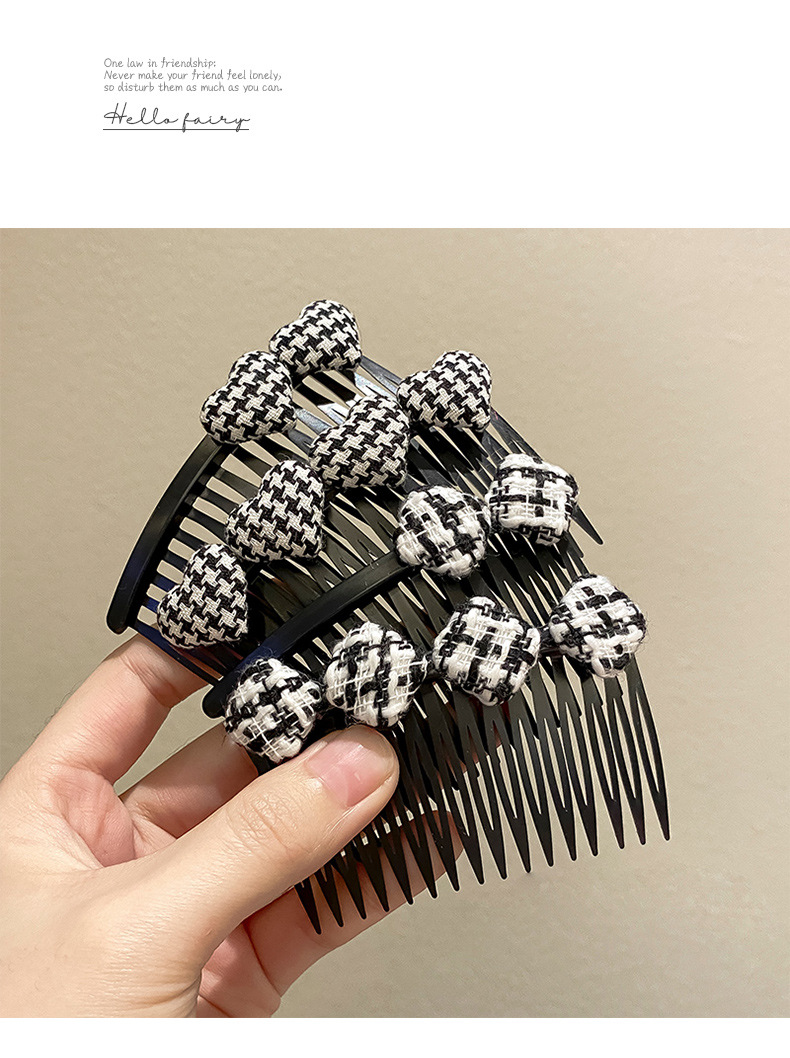 Retro Geometric Stripe Arylic Pom Poms Hair Combs display picture 3