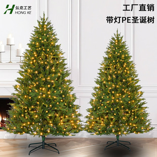 in stock high-grade encrypted full PE Christmas tree indoor household luxury decoration simulation tree with light 1.8m factory direct supply