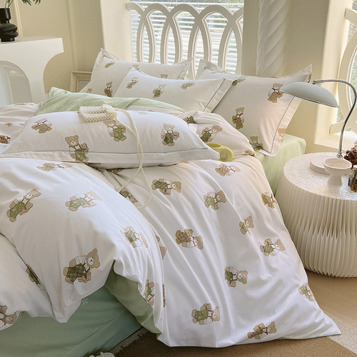 Selected High-density Pure Cotton Full Cotton Bedding Set Four-piece Cover Set, Universal Bed Skirt Student Three-piece Cover
