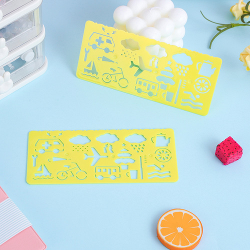 Plastic children's cartoon painting quick drawing ruler set student drawing template ruler stationery drawing ruler school supplies