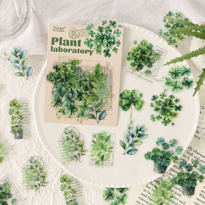 Набор наклеек Plant Laboratory — 20 декоративных растительных стикеров для детей и планеров, 16×9,4 см