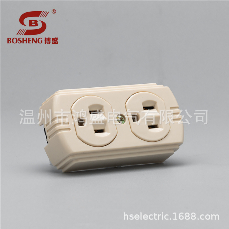 南美U07胶木插座美式一圆二扁插美式墙壁开关插座象牙色六孔插座