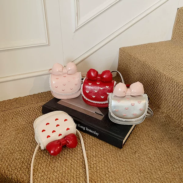 Korean Style High-Looking Single-Shoulder Bag for Boys and Girls, Cute Bow Mini Baby Coin Purse, 2026 Heart-Shaped Kidsren's Bag