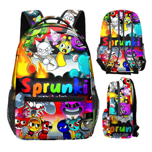 Spot Cross-Border New 3D New Game Rhythm Box Sprunki Backpack Printed Primary School Student Backpack