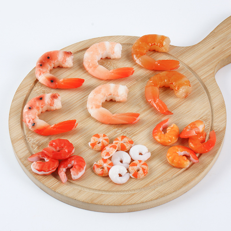 Simulated Food Shrimp Model Crayfish Shrimp Tail Keychain Pendant DIY Food Toy Accessories Seafood Ingredients Props
