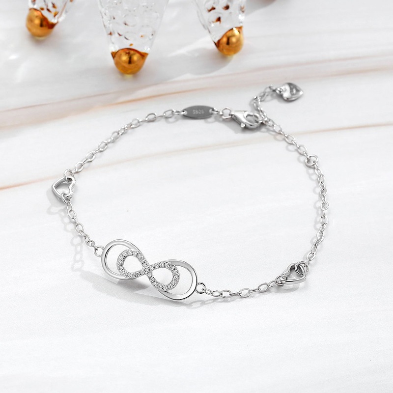 Infinity Symbol 925 Sterling Silver Figure 8 Bracelet Inlaid with High-End Jewelry Infinity Symbol 925 Sterling Silver Figure 8 Bracelet Inlaid with High-End Jewelry
