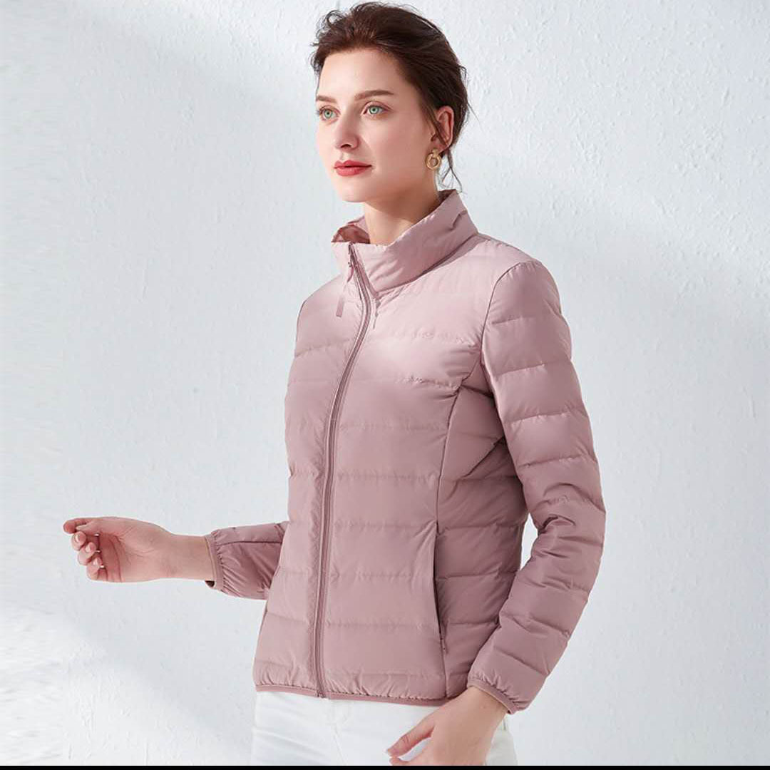 Tik Tok transfronterizo caño invierno plumón chaqueta de mujer ligera corta estilo coreano sin costuras en un tejido de gran tamaño abrigo caliente moda image 12