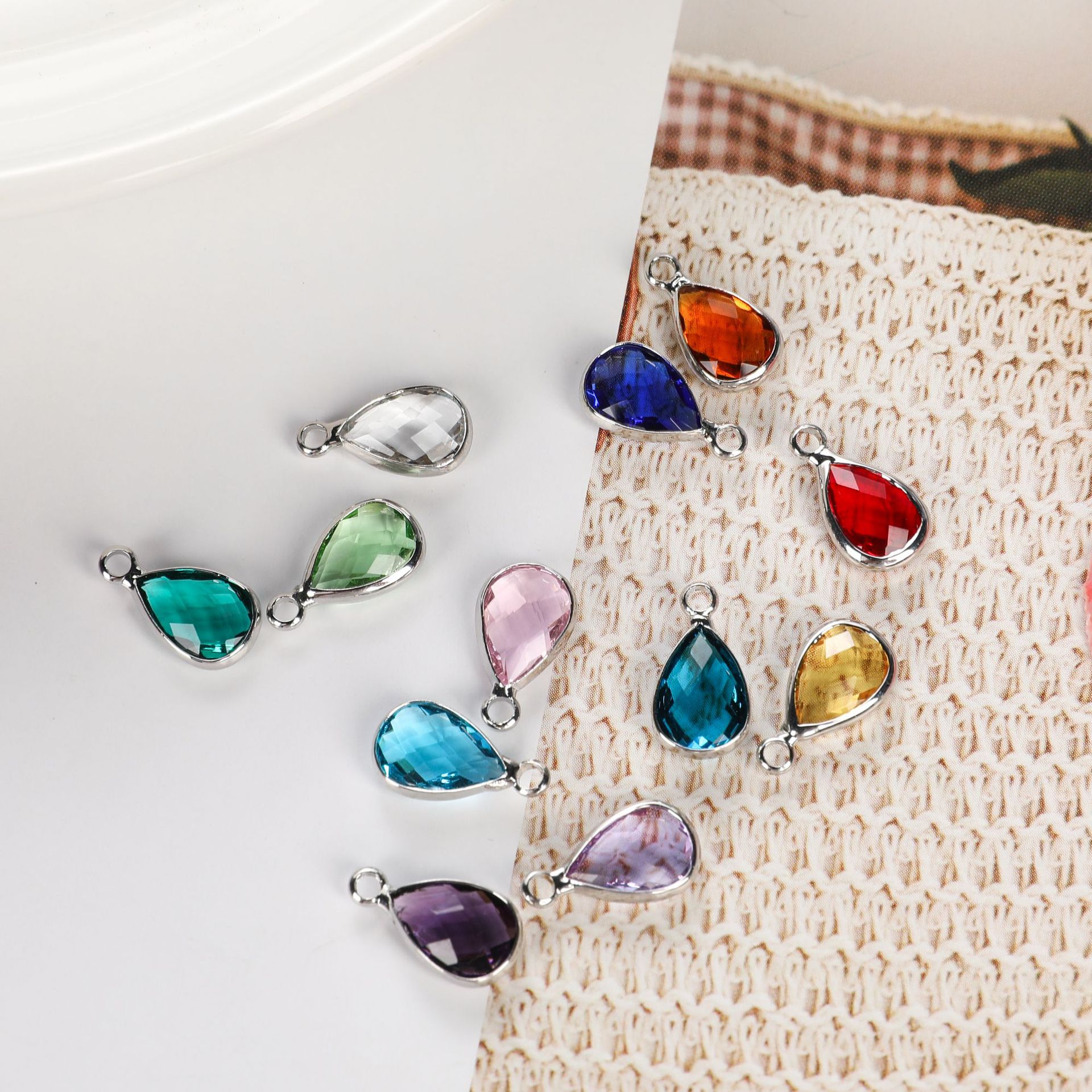 1g Weight Pendant Jewelry Making Type 8 * 14mm Jewelry Making Size Glass, Birthstone Inlay Material DIY Jewelry Accessories Classification 1 Piece Quantity Copper Material Water Droplets Pattern Inlay Design Casual, Simple Style Style 1 Piece 8 * 14mm Copper Glass Birthstone Water Droplets Pendant 4