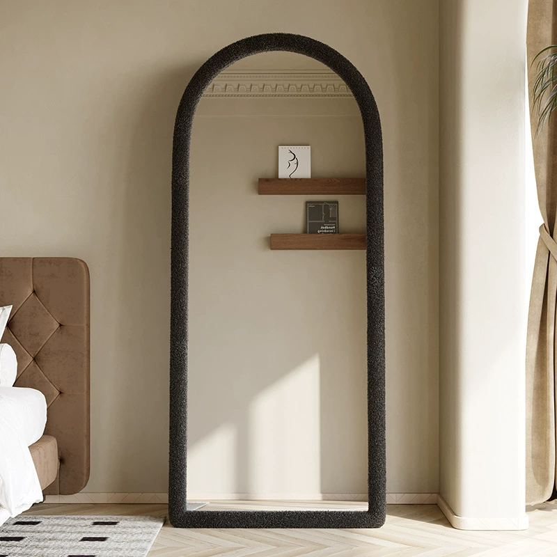 Зеркало в кремовом стиле, зеркало в полный рост, высококачественное зеркало для одевания интернет-знаменитостей, напольное зеркало для дома, спальни, кашемировое зеркало для примерки