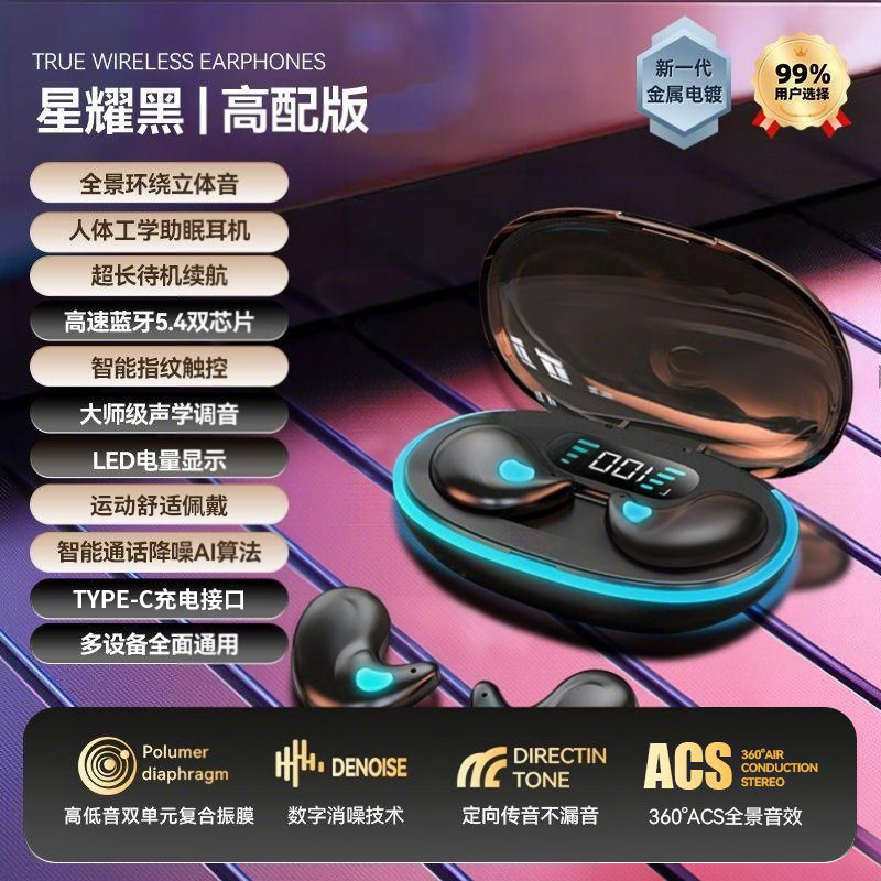 クロスボーダー起爆X55スリープヘッドフォンミニ無痛通話高音質bluetooth 5.4イヤホン共通ロング航続|undefined
