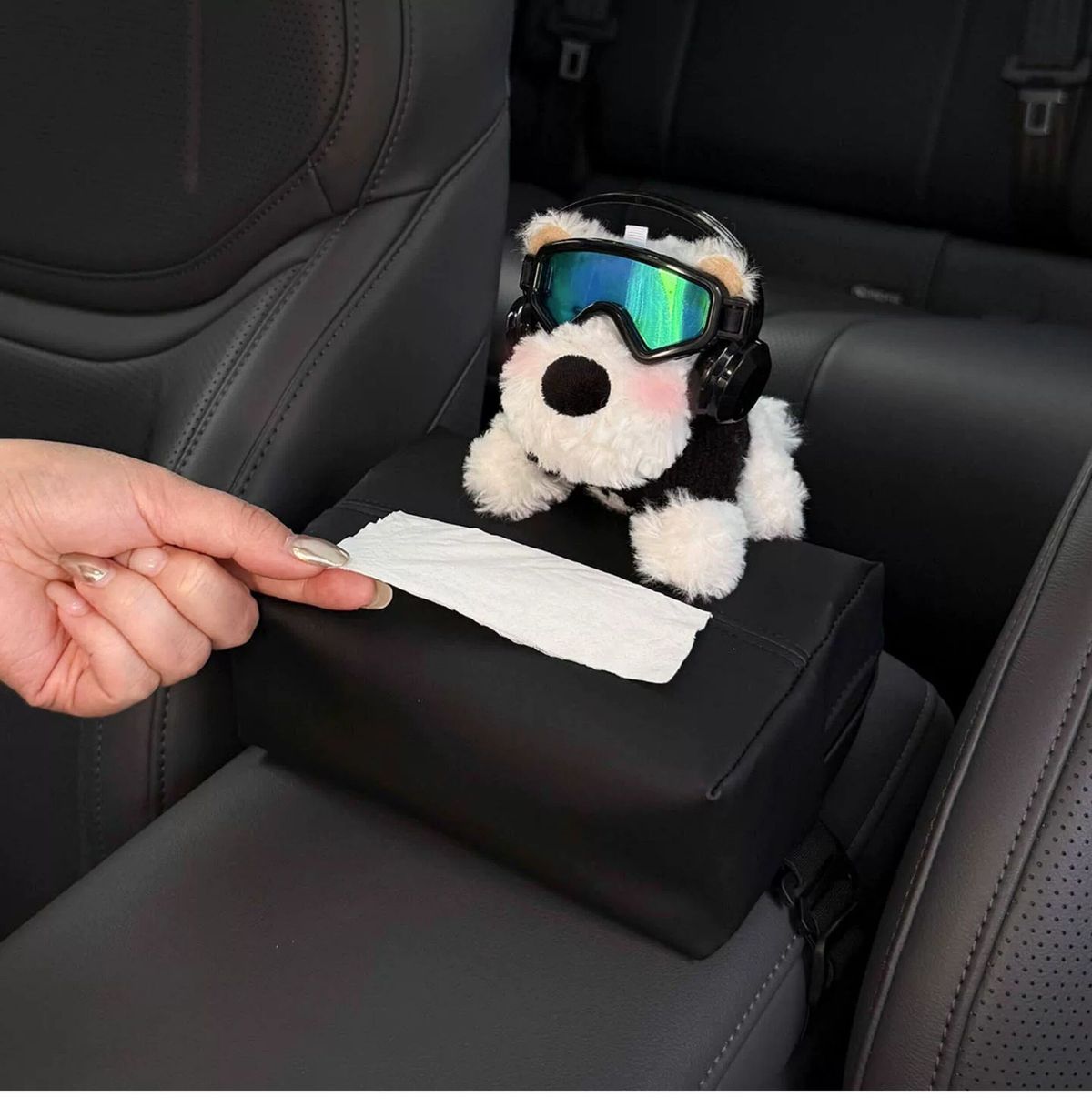 New West Highland Car Tissue Box, Car Armrest Box Tissue Holder, Seat-Mounted Car Tissue Bag, Cute